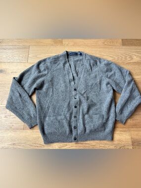 VTG john ashford 100% pure new wool cardigan mens large gray